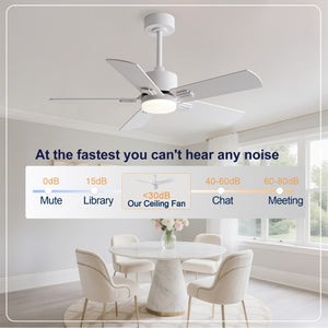 English Elm 42-Inch Flush Mount Ceiling Fan Dimmable LED Remote 6-Speed Reversible Wood Blades W2991P494068