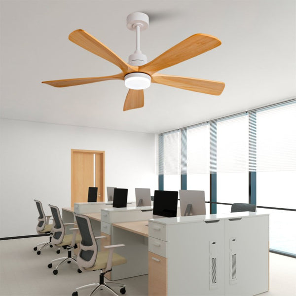 English Elm Hot 52 Inch Sycamore Wood Blade Ceiling Fan with Dimmable LED Light and DC Motor W2991P499142