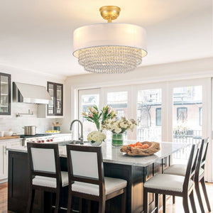 English Elm New Crystal Pendant Flush Mount Ceiling Fan with Fabric Shade App Control Six Speeds W2991P521169