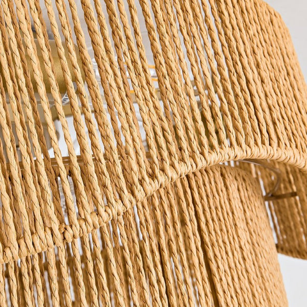 English Elm 19-Inch Bohemian Paper-Cord Recessed Ceiling Fan Hand-Woven Cage with Bluetooth Control W2991P521172