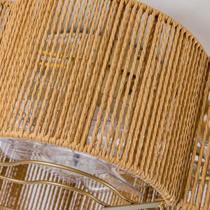 English Elm New Hand-Woven Paper-Cord Flush Mount Ceiling Fan with DC Motor and App Control W2991P521177