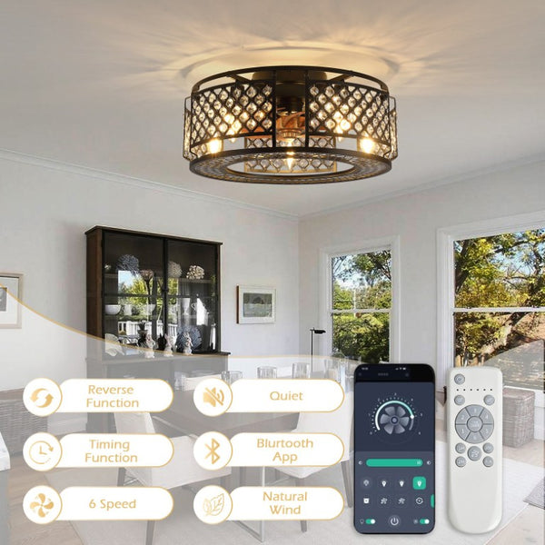 English Elm 19-Inch Mesh Cage Ceiling Fan Industrial Loft Style with App Remote and Six Speeds W2991P521184