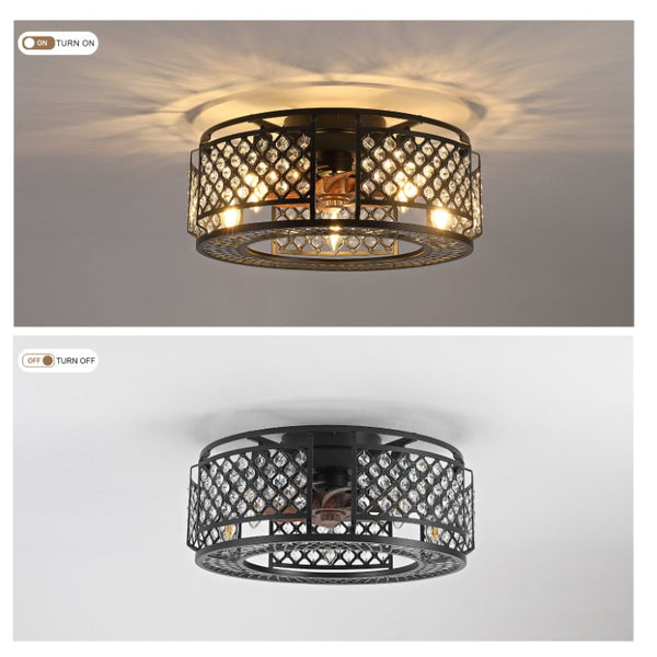English Elm 19-Inch Mesh Cage Ceiling Fan Industrial Loft Style with App Remote and Six Speeds W2991P521184