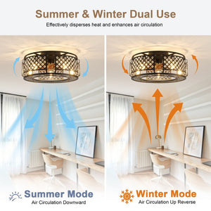 English Elm 19-Inch Mesh Cage Ceiling Fan Industrial Loft Style with App Remote and Six Speeds W2991P521184