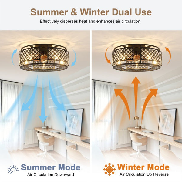 English Elm 19-Inch Mesh Cage Ceiling Fan Industrial Loft Style with App Remote and Six Speeds W2991P521184