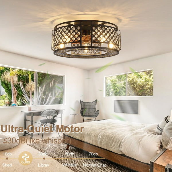 English Elm 19-Inch Mesh Cage Ceiling Fan Industrial Loft Style with App Remote and Six Speeds W2991P521184