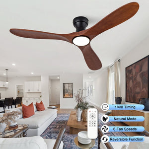 English Elm 52-Inch Flush Mount Ceiling Fan with Solid Sycamore Blades Dimmable LED and Remote W2991P521186