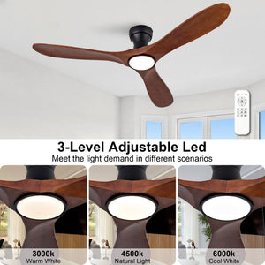 English Elm 52-Inch Flush Mount Ceiling Fan with Solid Sycamore Blades Dimmable LED and Remote W2991P521186