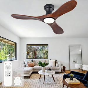 English Elm 42-Inch Flush Mount Ceiling Fan Sycamore Wood Blades LED Light Six Speed Indoor Outdoor W2991P521187