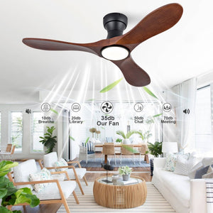English Elm 42-Inch Flush Mount Ceiling Fan Sycamore Wood Blades LED Light Six Speed Indoor Outdoor W2991P521187