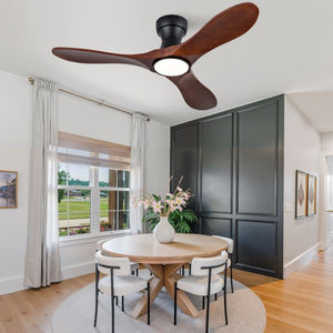 English Elm 42-Inch Flush Mount Ceiling Fan Sycamore Wood Blades LED Light Six Speed Indoor Outdoor W2991P521187