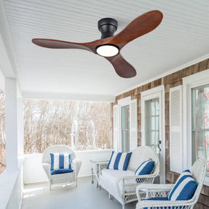 English Elm 42-Inch Flush Mount Ceiling Fan Sycamore Wood Blades LED Light Six Speed Indoor Outdoor W2991P521187