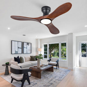 English Elm 42-Inch Flush Mount Ceiling Fan Sycamore Wood Blades LED Light Six Speed Indoor Outdoor W2991P521187