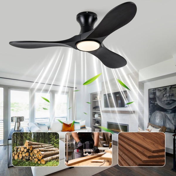 English Elm 42-Inch Sycamore Wood Blade Flush Mount Ceiling Fan with DC Motor and Smart Remote W2991P521189