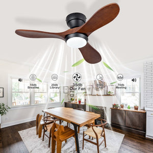 English Elm 36-Inch Flush Mount Ceiling Fan with LED Light Sycamore Wood Blades Quiet DC Motor W2991P521192