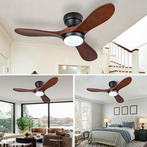 English Elm 36-Inch Flush Mount Ceiling Fan with LED Light Sycamore Wood Blades Quiet DC Motor W2991P521192