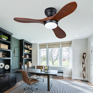 English Elm 36-Inch Flush Mount Ceiling Fan with LED Light Sycamore Wood Blades Quiet DC Motor W2991P521192