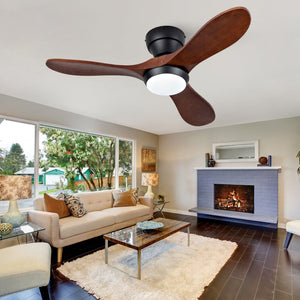 English Elm 36-Inch Flush Mount Ceiling Fan with LED Light Sycamore Wood Blades Quiet DC Motor W2991P521192