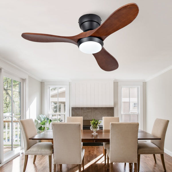 English Elm 36-Inch Flush Mount Ceiling Fan with LED Light Sycamore Wood Blades Quiet DC Motor W2991P521192