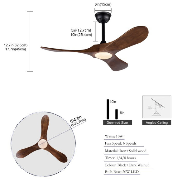 English Elm 42-Inch Ceiling Fan with Dark Walnut Blades DC Motor LED Light and Remote W2991P521194