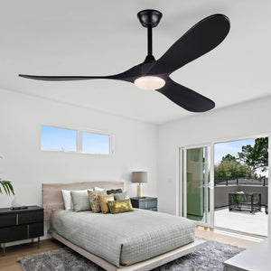 English Elm Hot 60 Inch Black Ceiling Fan Solid Wood Blades DC Motor LED 3CCT Large Rooms W2991P521197