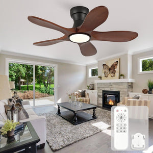English Elm 36-Inch Flush Mount Farmhouse Ceiling Fan Sycamore Wood Blades Dimmable LED Remote W2991P521199
