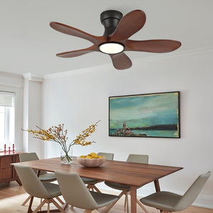 English Elm 36-Inch Flush Mount Farmhouse Ceiling Fan Sycamore Wood Blades Dimmable LED Remote W2991P521199