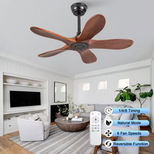 English Elm 36-Inch Flush Mount Ceiling Fan with Walnut Blades DC Motor Six Speeds Remote W2991P521200