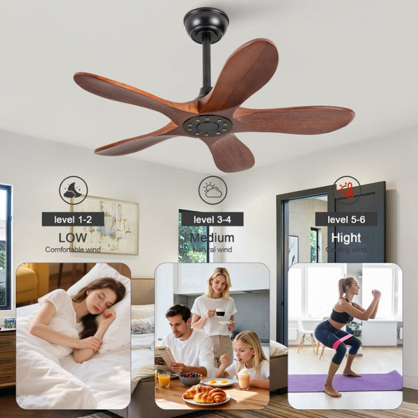 English Elm 36-Inch Flush Mount Ceiling Fan with Walnut Blades DC Motor Six Speeds Remote W2991P521200