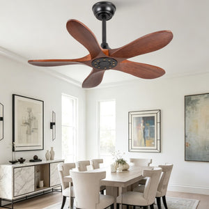English Elm 36-Inch Flush Mount Ceiling Fan with Walnut Blades DC Motor Six Speeds Remote W2991P521200