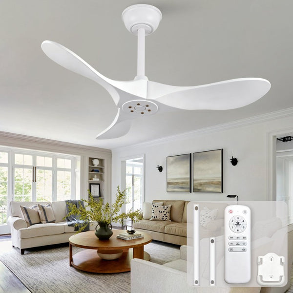 English Elm 36 Inch Paulownia Wood Blade Ceiling Fan Quiet DC Motor Six Speeds with Remote W2991P521205