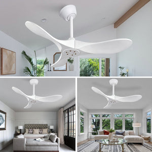 English Elm 36 Inch Paulownia Wood Blade Ceiling Fan Quiet DC Motor Six Speeds with Remote W2991P521205