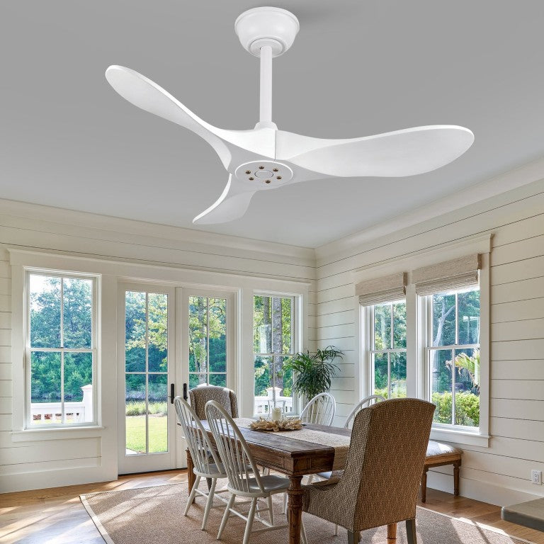 English Elm 36 Inch Paulownia Wood Blade Ceiling Fan Quiet DC Motor Six Speeds with Remote W2991P521205