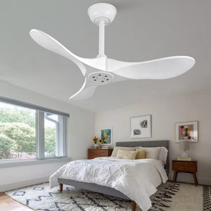 English Elm 36 Inch Paulownia Wood Blade Ceiling Fan Quiet DC Motor Six Speeds with Remote W2991P521205