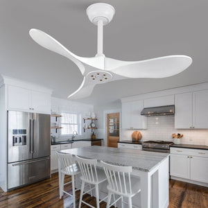 English Elm 36 Inch Paulownia Wood Blade Ceiling Fan Quiet DC Motor Six Speeds with Remote W2991P521205