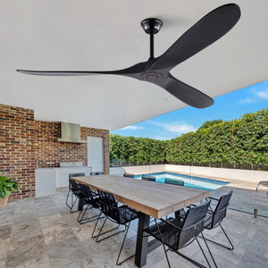 English Elm Hot Sales 70 Inch Matte Black Ceiling Fan Solid Wood Blades Remote Large Room Coverage W2991P521206