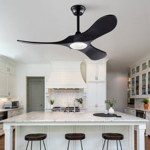 English Elm Hot 42 Inch Matte Black Ceiling Fan Solid Wood Blades Dimmable LED Remote Indoor Outdoor W2991P521209