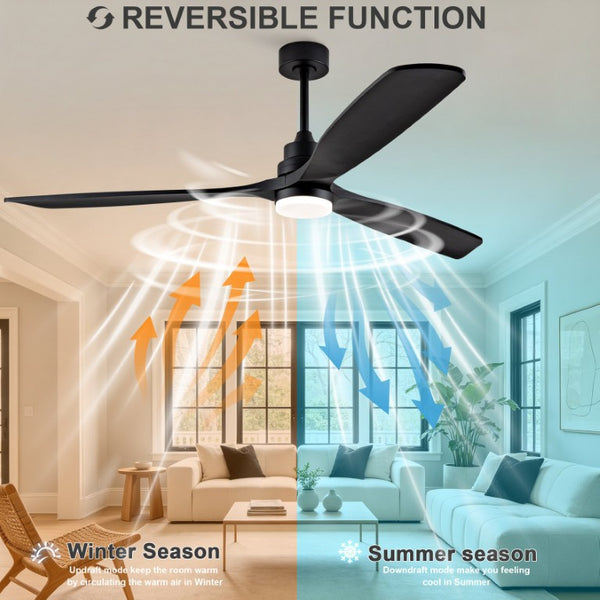 English Elm 70-Inch Matte Black Solid Wood Blade Ceiling Fan with Dimmable LED and Quiet DC Motor W2991P521210