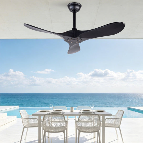 English Elm Hot 42 Inch Black Ceiling Fan with Wood Blades DC Motor Remote Six Speed Control W2991P521211