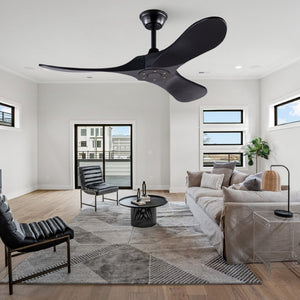 English Elm Hot 42 Inch Black Ceiling Fan with Wood Blades DC Motor Remote Six Speed Control W2991P521211