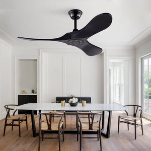 English Elm Hot 42 Inch Black Ceiling Fan with Wood Blades DC Motor Remote Six Speed Control W2991P521211