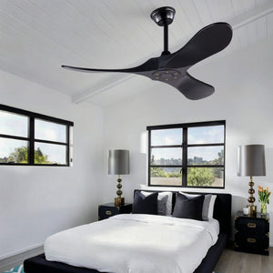English Elm Hot 42 Inch Black Ceiling Fan with Wood Blades DC Motor Remote Six Speed Control W2991P521211