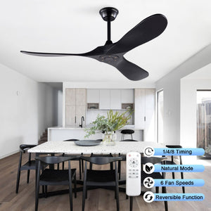 English Elm Hot 52 Inch Black Ceiling Fan with Solid Wood Blades Remote and Six Speed Control W2991P521212