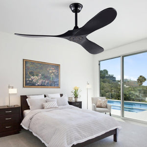 English Elm Hot 52 Inch Black Ceiling Fan with Solid Wood Blades Remote and Six Speed Control W2991P521212
