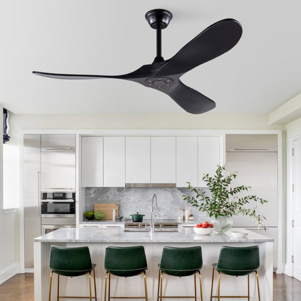 English Elm Hot 52 Inch Black Ceiling Fan with Solid Wood Blades Remote and Six Speed Control W2991P521212