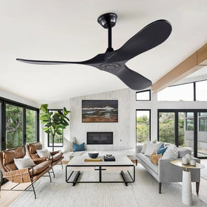 English Elm Hot 52 Inch Black Ceiling Fan with Solid Wood Blades Remote and Six Speed Control W2991P521212