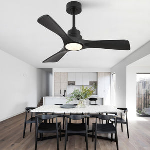 English Elm 42-Inch Matte Black Propeller Ceiling Fan with DC Copper Motor and Smart LED Dimming W2991P521213