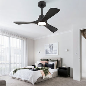 English Elm 42-Inch Matte Black Propeller Ceiling Fan with DC Copper Motor and Smart LED Dimming W2991P521213