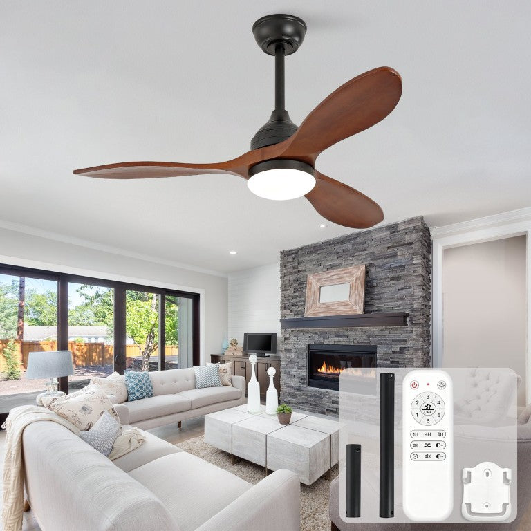 English Elm 42-Inch Solid Sycamore Blade Ceiling Fan with LED Light Remote and Quiet DC Motor W2991P521217