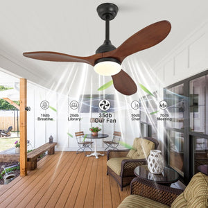 English Elm 42-Inch Solid Sycamore Blade Ceiling Fan with LED Light Remote and Quiet DC Motor W2991P521217